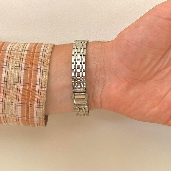 Y2K Silver Gold Dial Quartz Watch with Roman Numerals Unisex 8.5" New - Picture 3 of 4